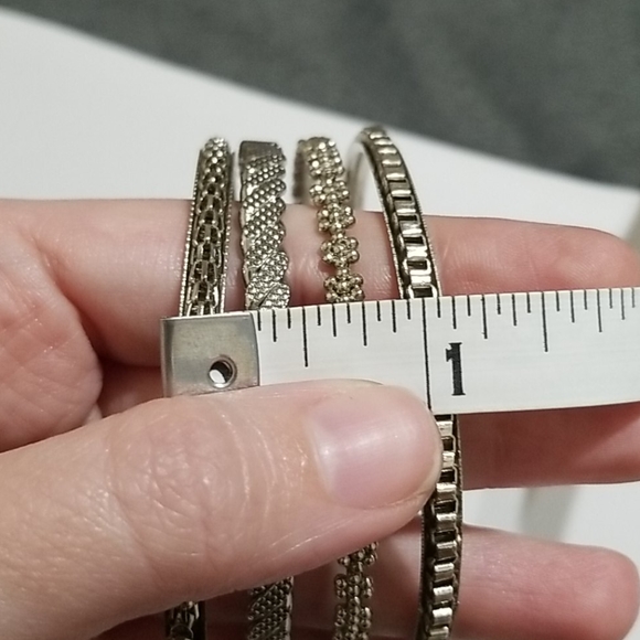 Textured Silvertone Bangles - Picture 2 of 4